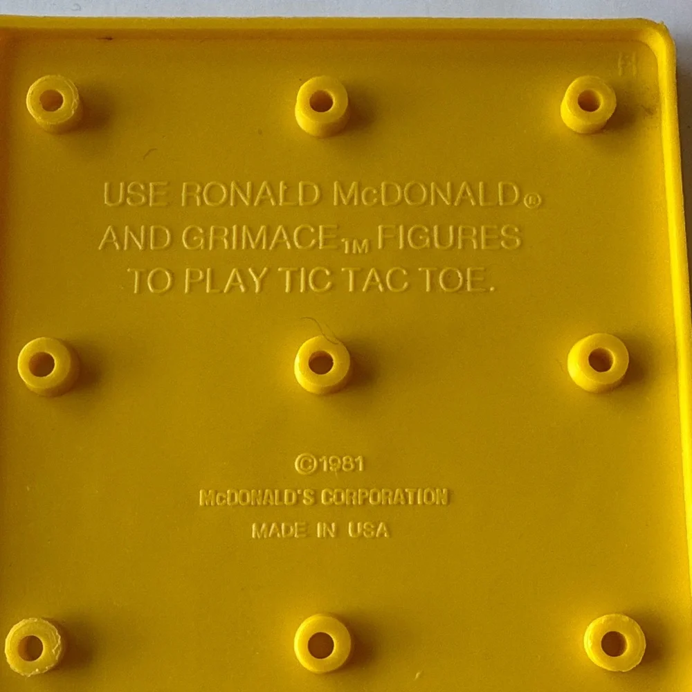 McDonald's 1981 Ronald and Grimace Happy Meal Tic-Tac-Toe